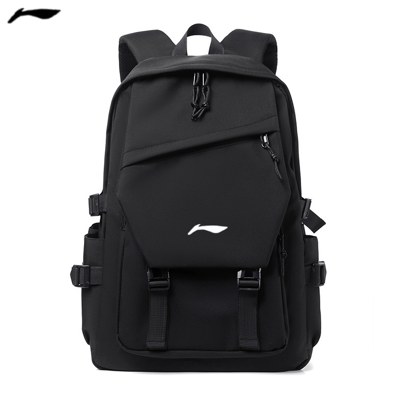 李品牌宁双肩包背包简约情侣双肩背包初中高中生大学生书包大容量