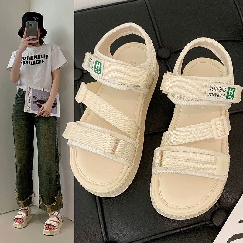 女凉鞋一字设计感厚底气质百搭运动休闲凉鞋外穿1008