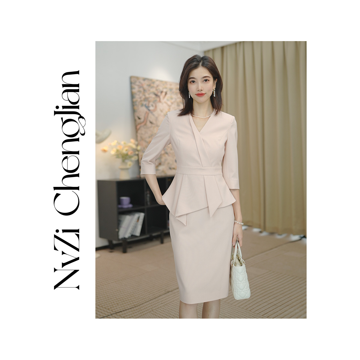 女子成鉴 春日邂逅_甜系樱花粉西装半裙两件套新款职业装D-CS2232