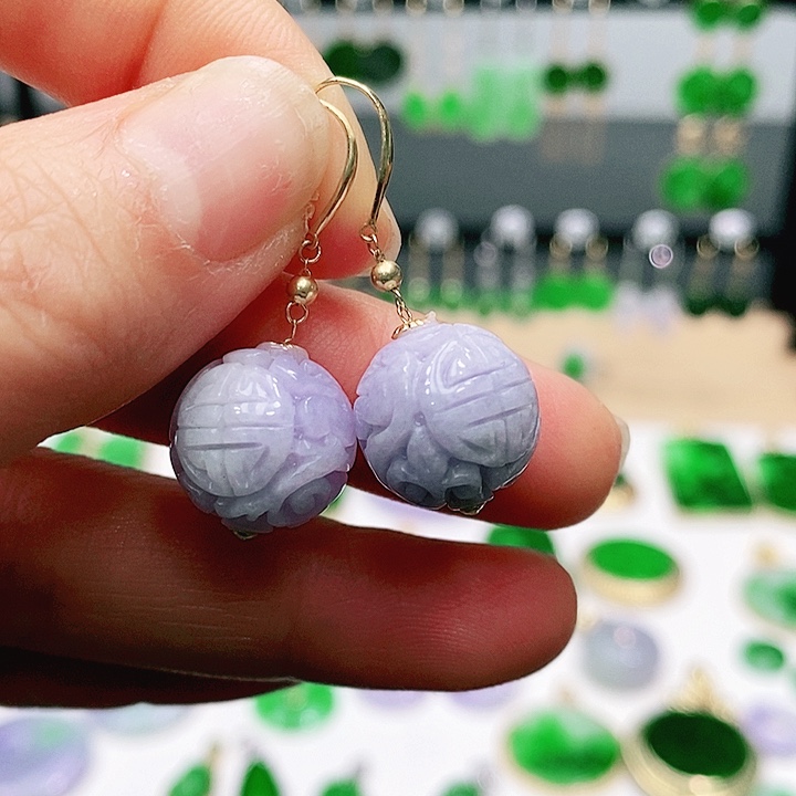 翡翠耳饰18K金镶嵌耳饰