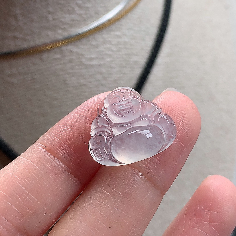 缅甸天然翡翠A货玉石高冰佛公坐佛吊坠一刀切15.6*18.5*5.3mm