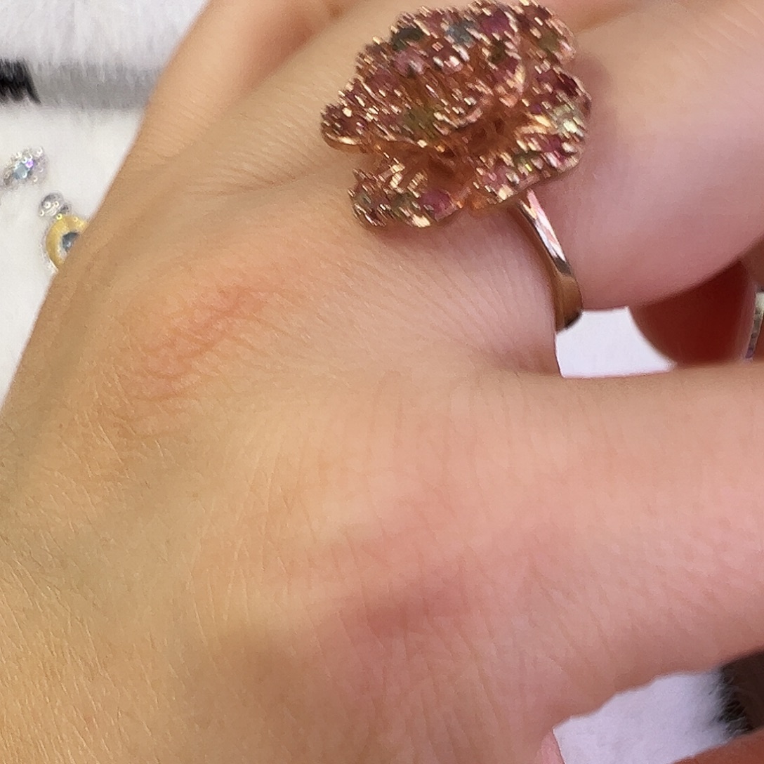 ****燚碧玺戒指银S925镶嵌16圈口