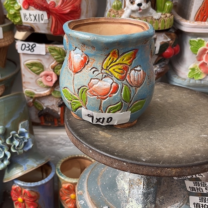 粗陶材质多肉花盆发货两个