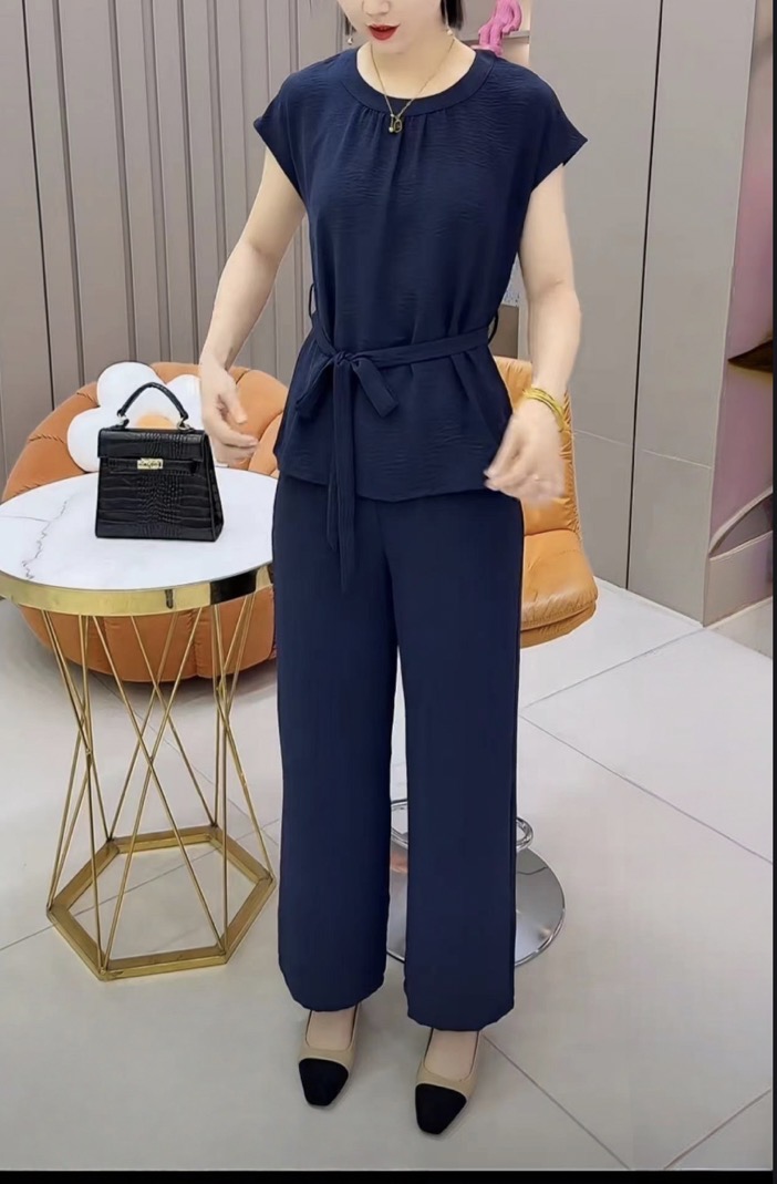 6250 【上衣+裤子】夏季新款时尚洋气减龄宽松遮肉休闲时尚套装 F80