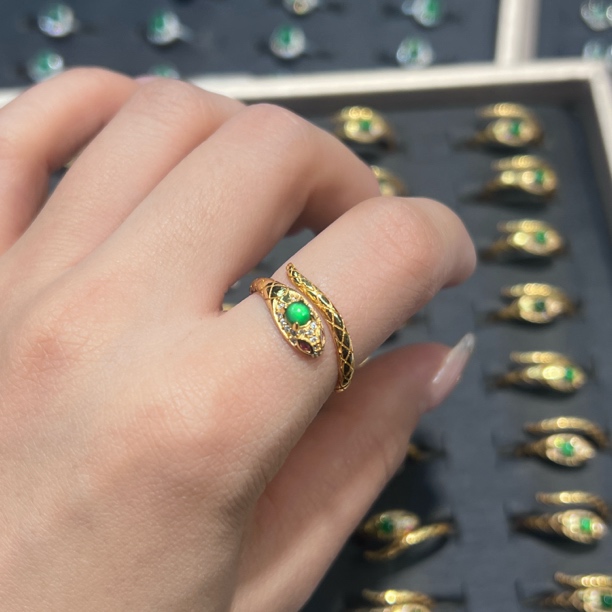 925银戒指 灵蛇戒指轻奢时尚镶嵌