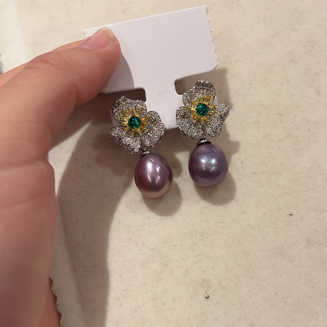 淡水珍珠耳饰合金