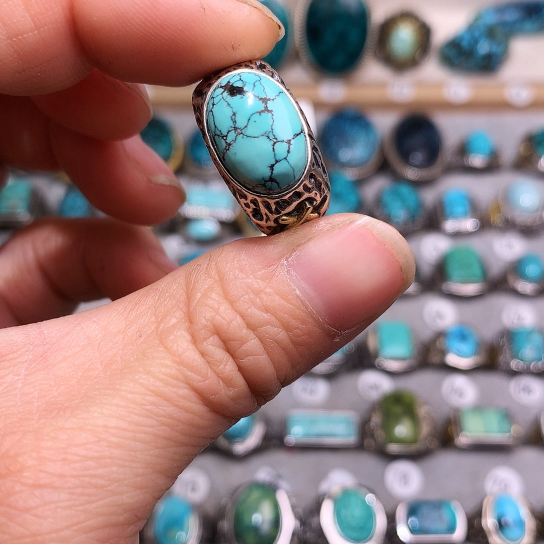 绿松石挂件银S925镶嵌