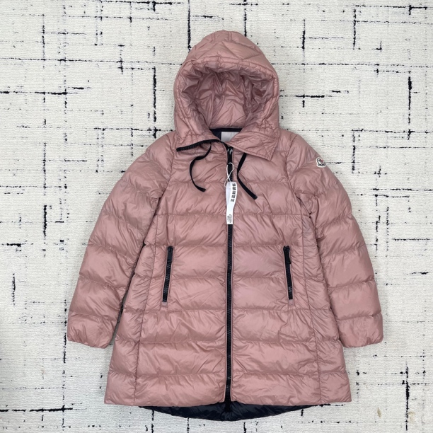 99新 MONCLER SUYEN 粉色哑光连帽中长款羽绒服 0码 1799