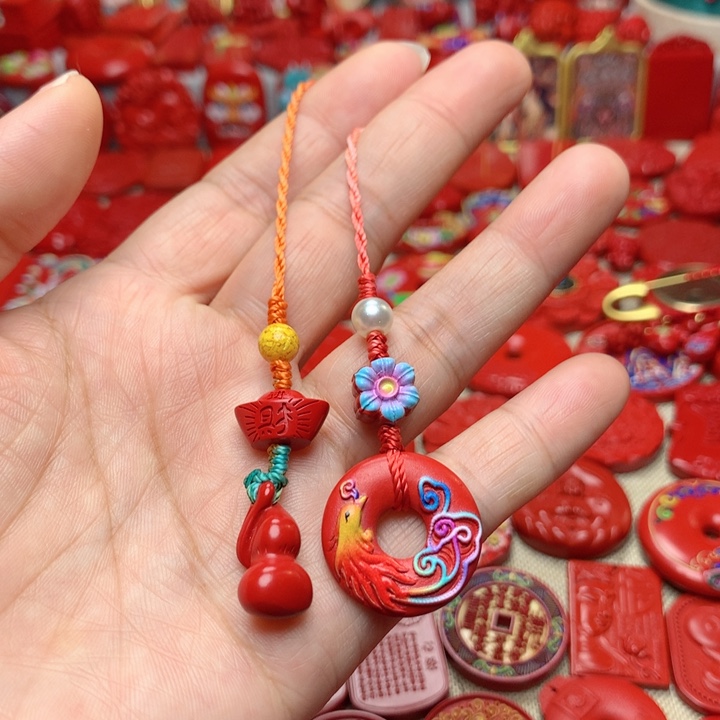 天然辰砂工艺品朱砂手机坠