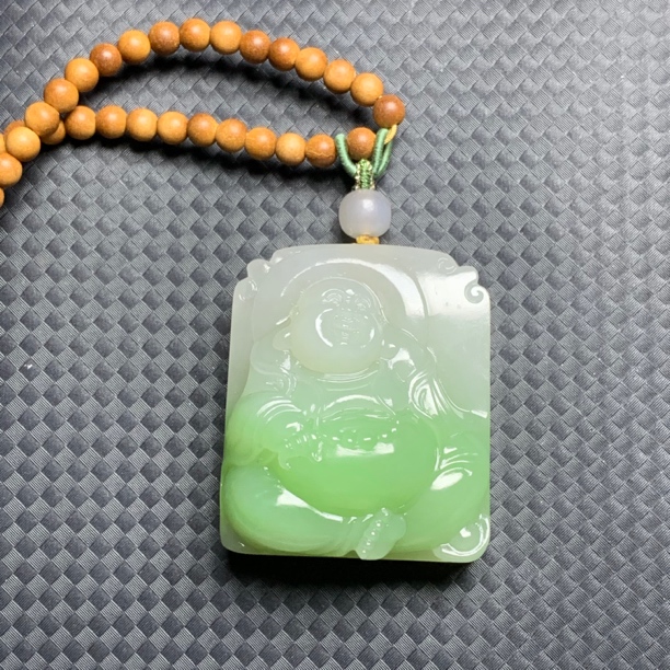 新品和田玉翠青弥勒佛女士时尚精美吊坠
