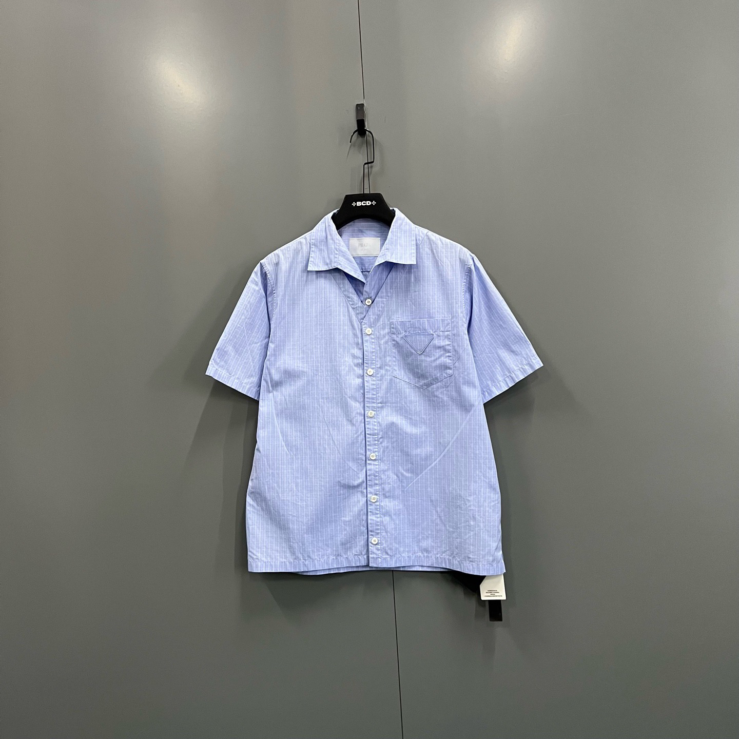 未使用 Prada/普拉达 楠 条纹三角标贴布衬衫 S码/全新/020800