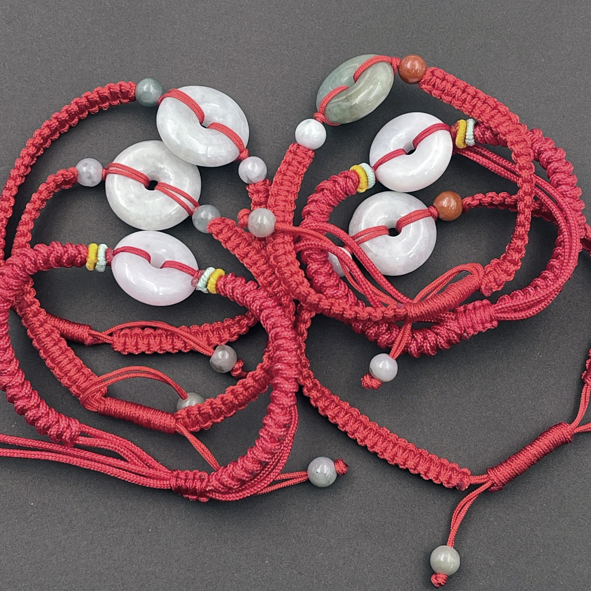 手工编织翡翠平安扣手链一条 微瑕、随发一个