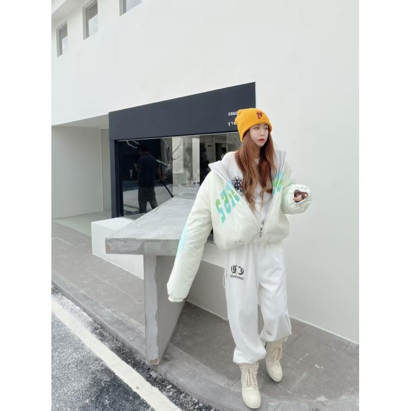 2025mio姐原创渐变字母两面穿棉服宽松保暖外套168