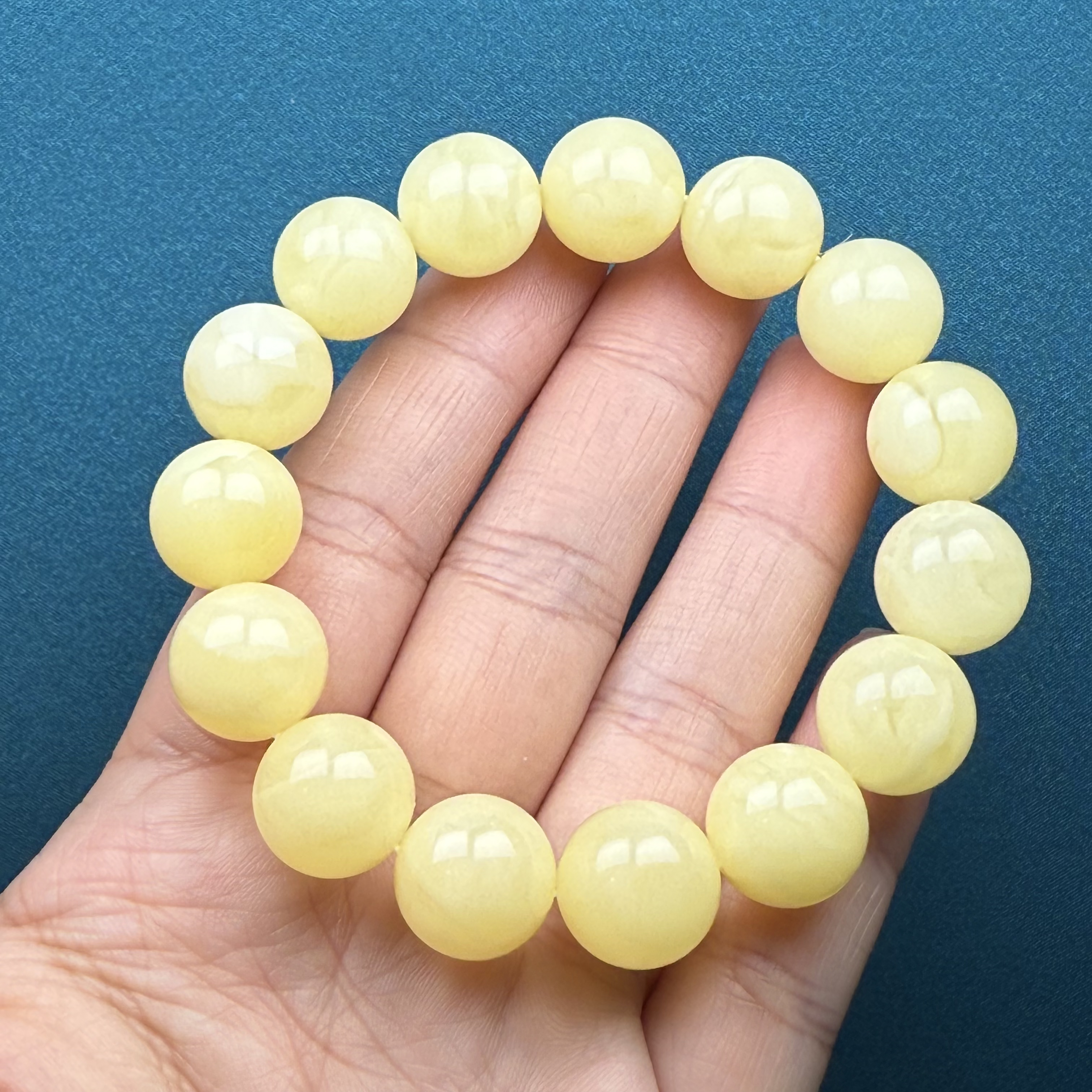 C1481天然原矿俄料蜜蜡白花蜜手串13mm支持复检