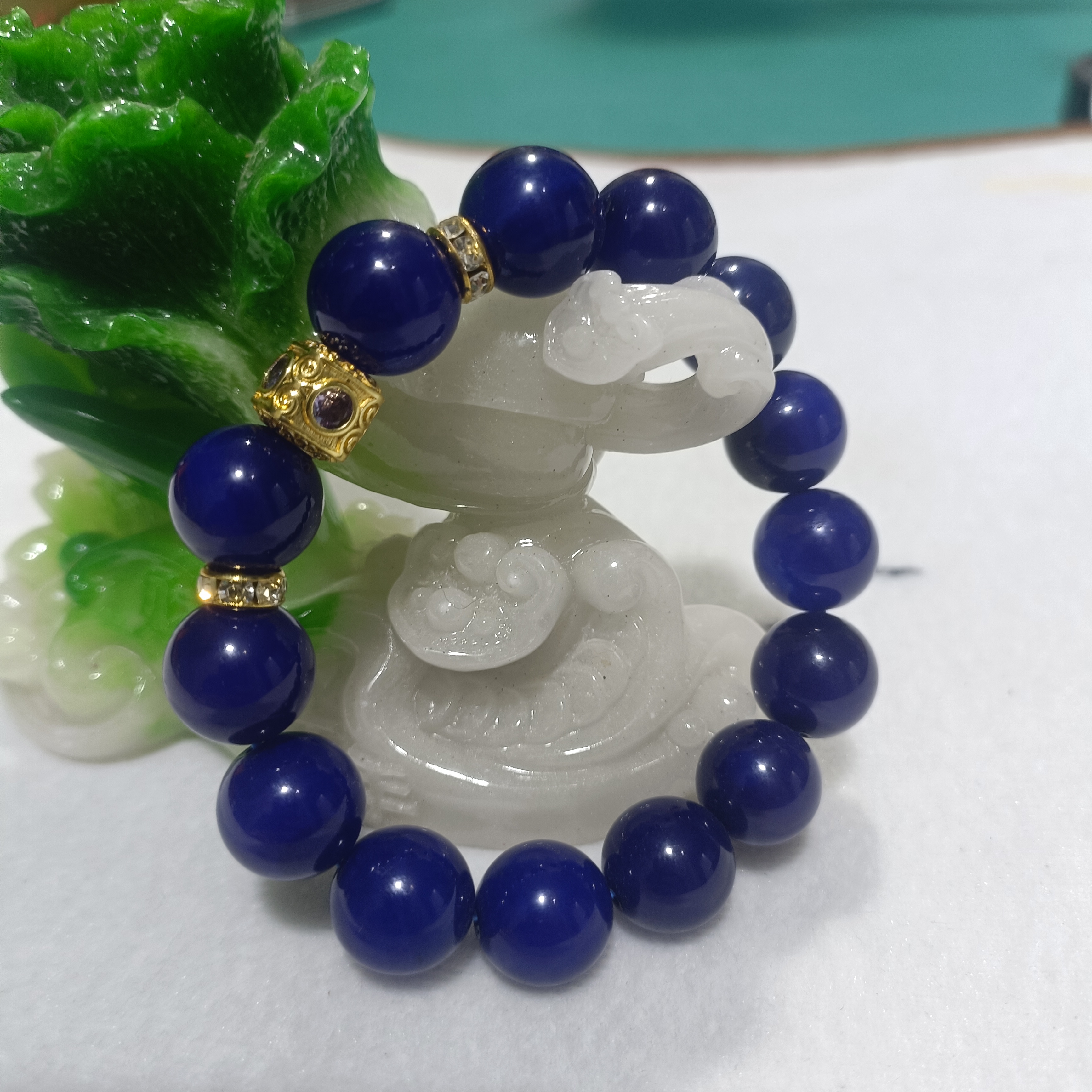 玉满福珍藏蓝龙炎玉石卡14手串