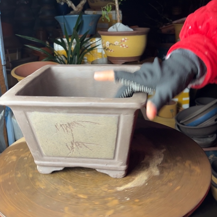 紫砂25灰色四方花盆HIA