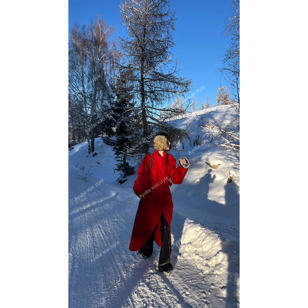 【AYOBE】小贤 12月8日10:00新品 100双面羊毛气质大翻领长款大衣