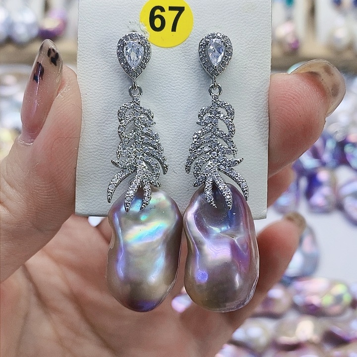 银S925镶嵌耳饰淡水珍珠