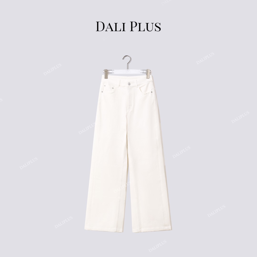 DALI PLUS“白色百搭牛仔裤”水洗百搭牛仔长裤-D5LT2233