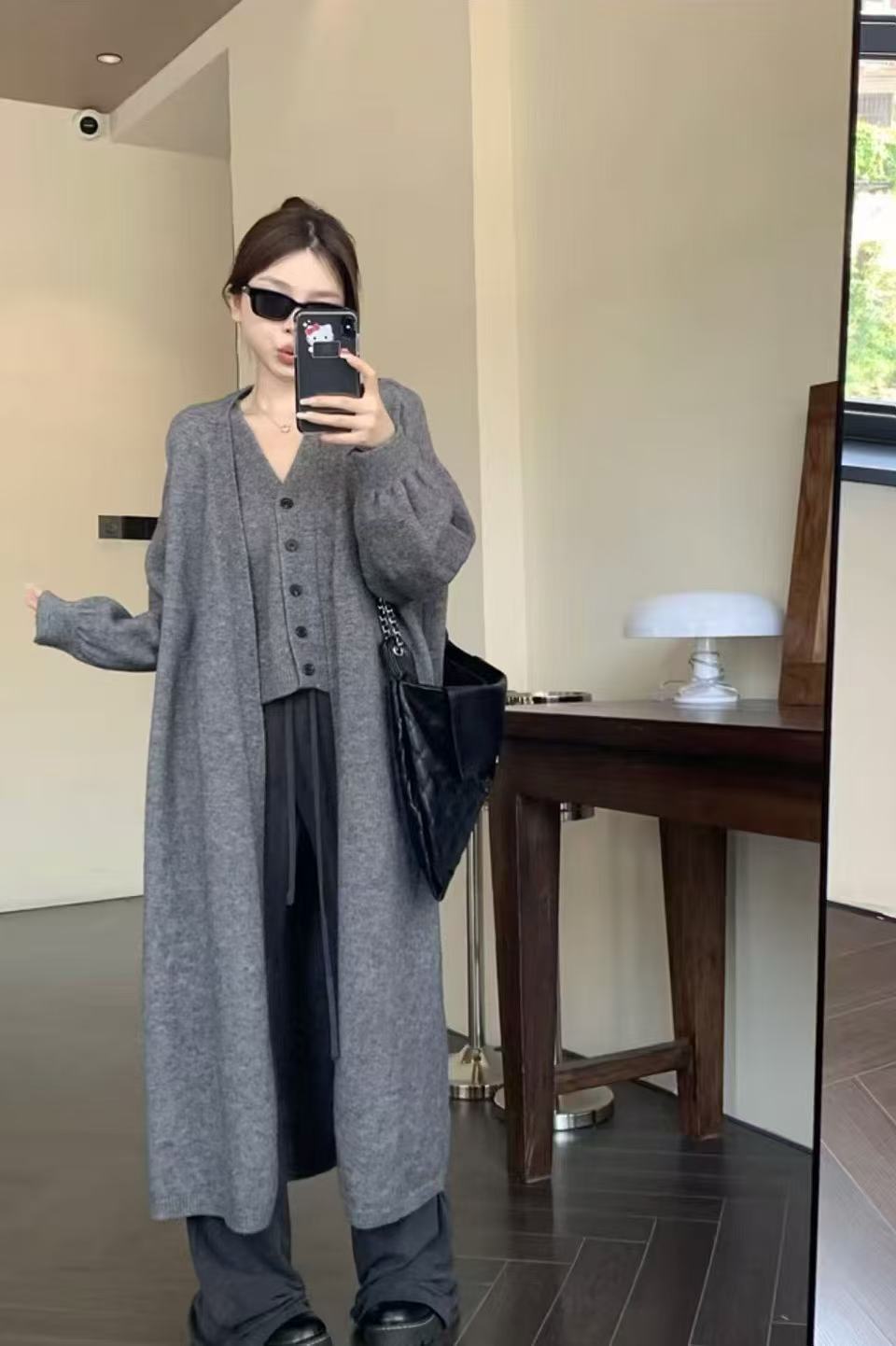 慵懒风高级感长款毛衣外套针织背心马甲女秋冬2025新款时尚两件套