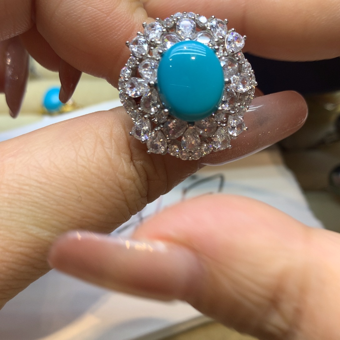 银S925镶嵌绿松石戒指