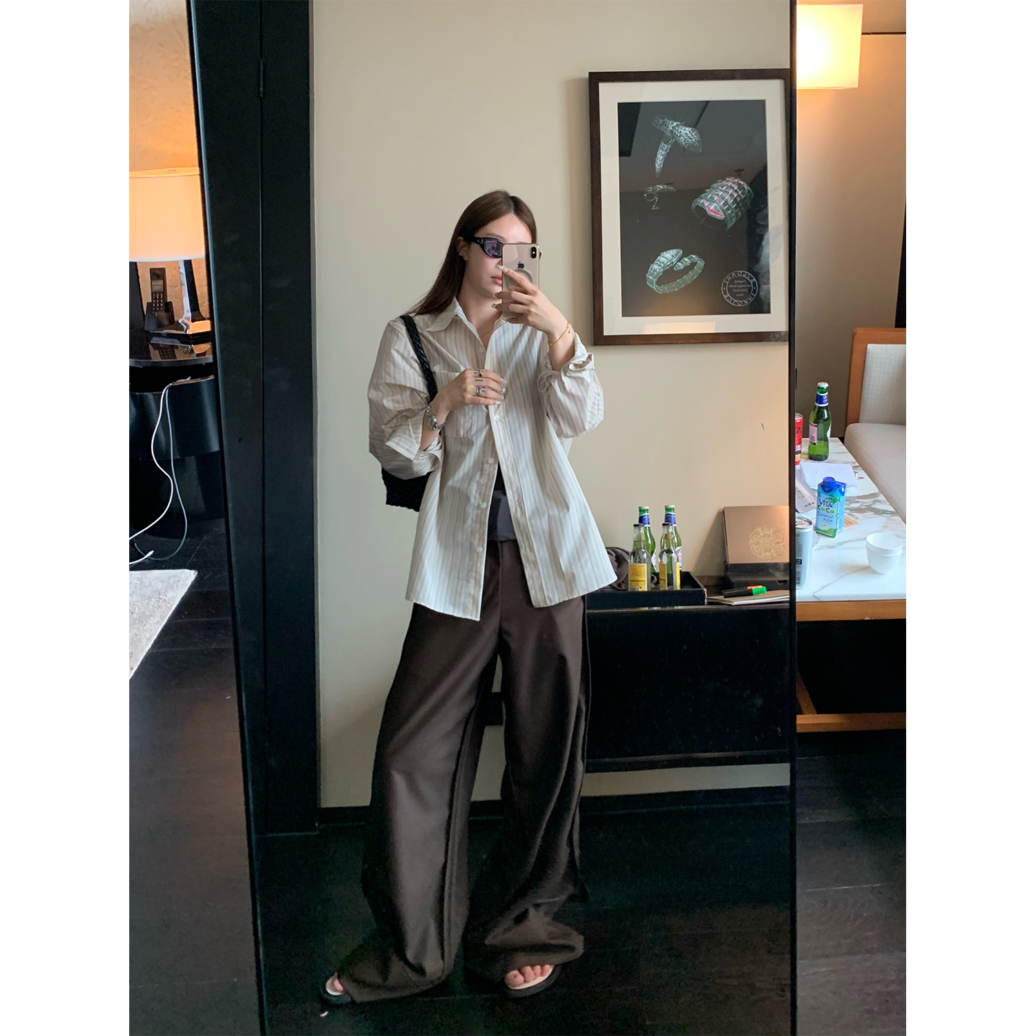 DYANGJUN【焦糖玛奇朵】夏季新款条纹慵懒休闲衬衫