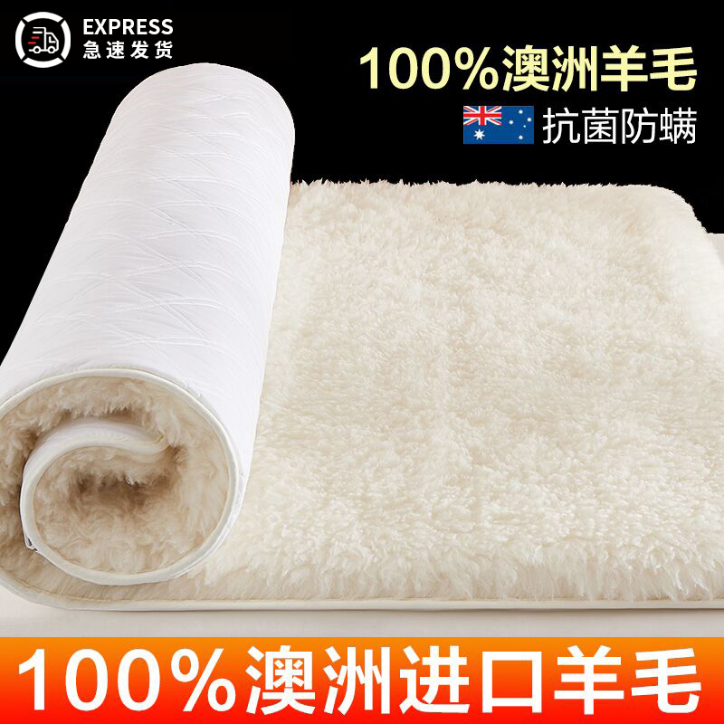 100%进口澳洲羊毛床垫软垫冬季床褥子加厚单人冬天保暖羊羔绒垫子