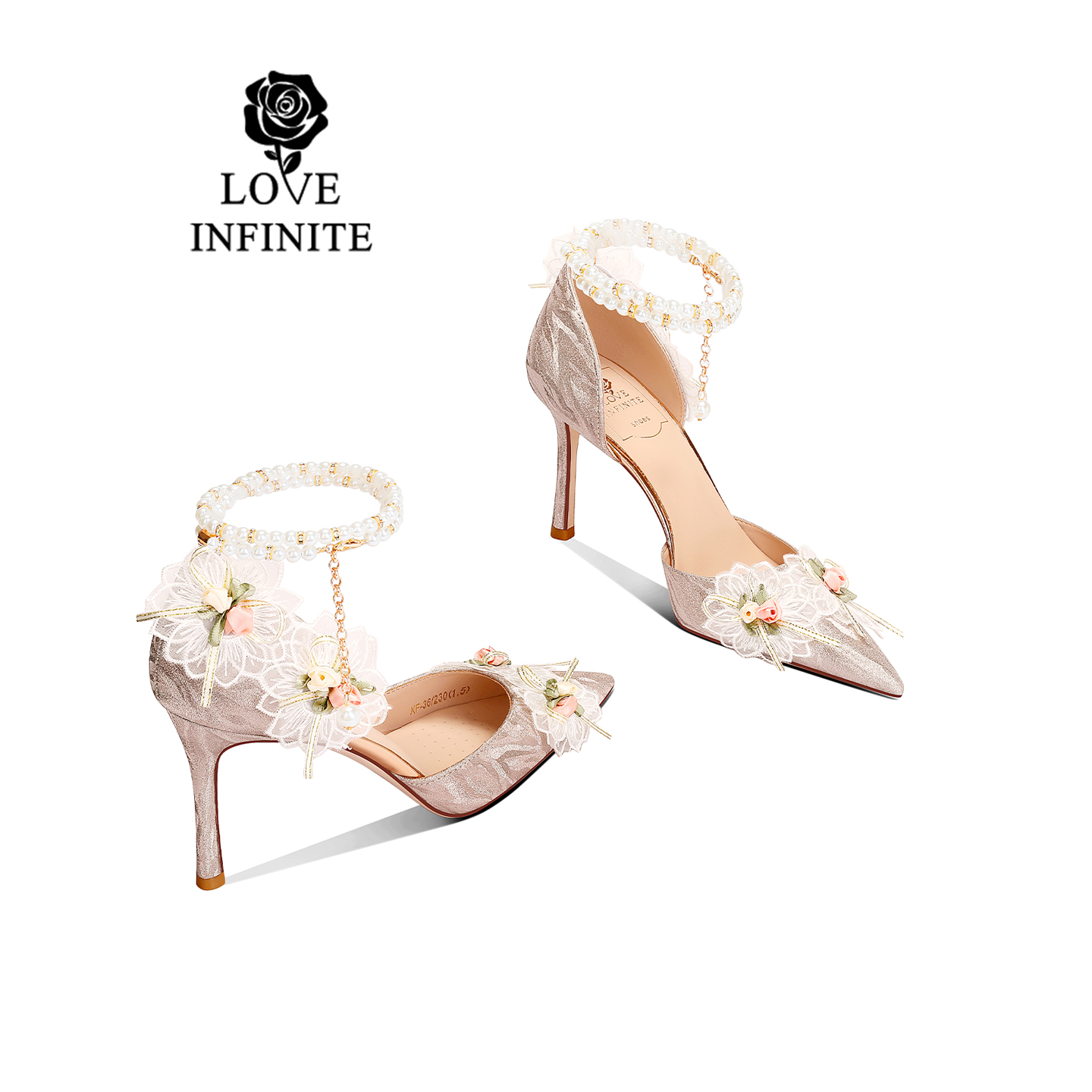 无限爱意纪念日成人礼婚礼宴会百搭中空绑带法式高跟鞋【礼盒装】