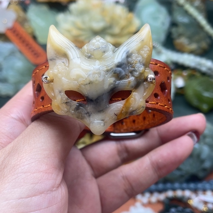 蛇纹石玉吊坠银S925镀金镶嵌