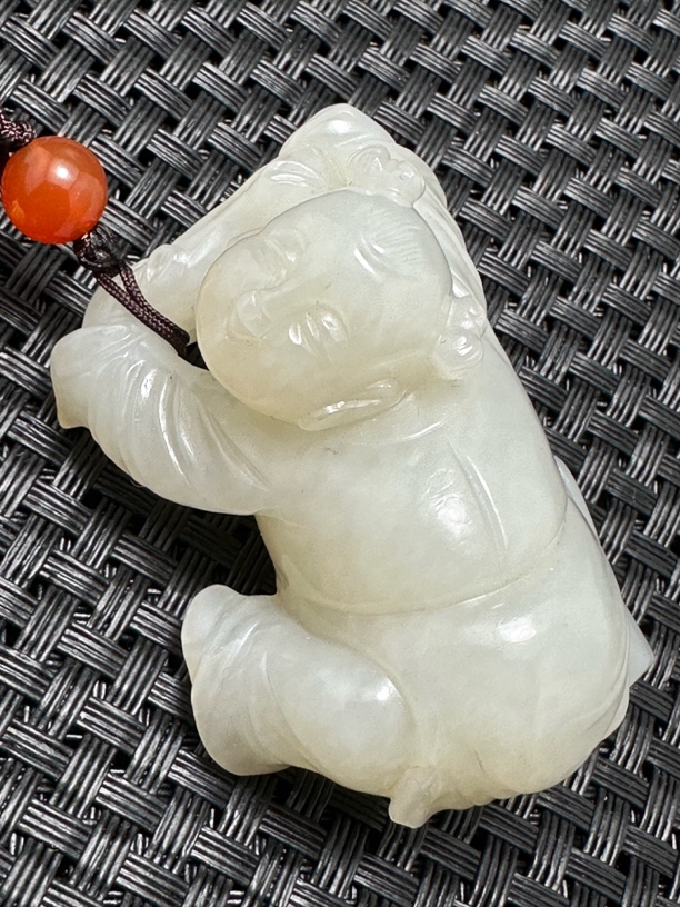 和田白玉童子吊坠挂件