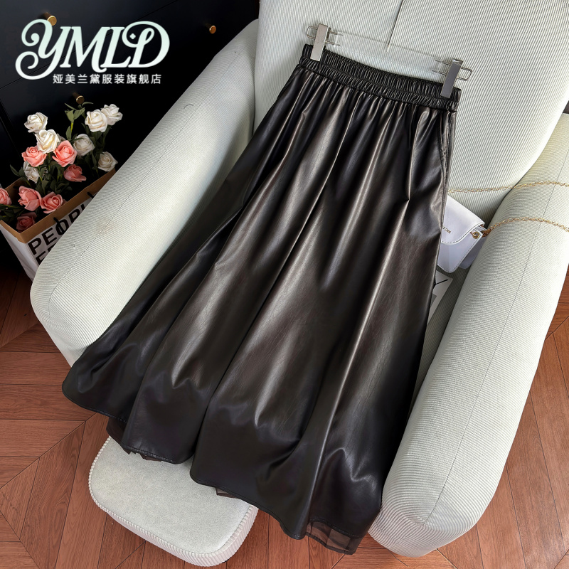 【刘鑫专属】秋冬法式复古皮裙半身裙女a字裙收腰显瘦松紧腰pu裙子
