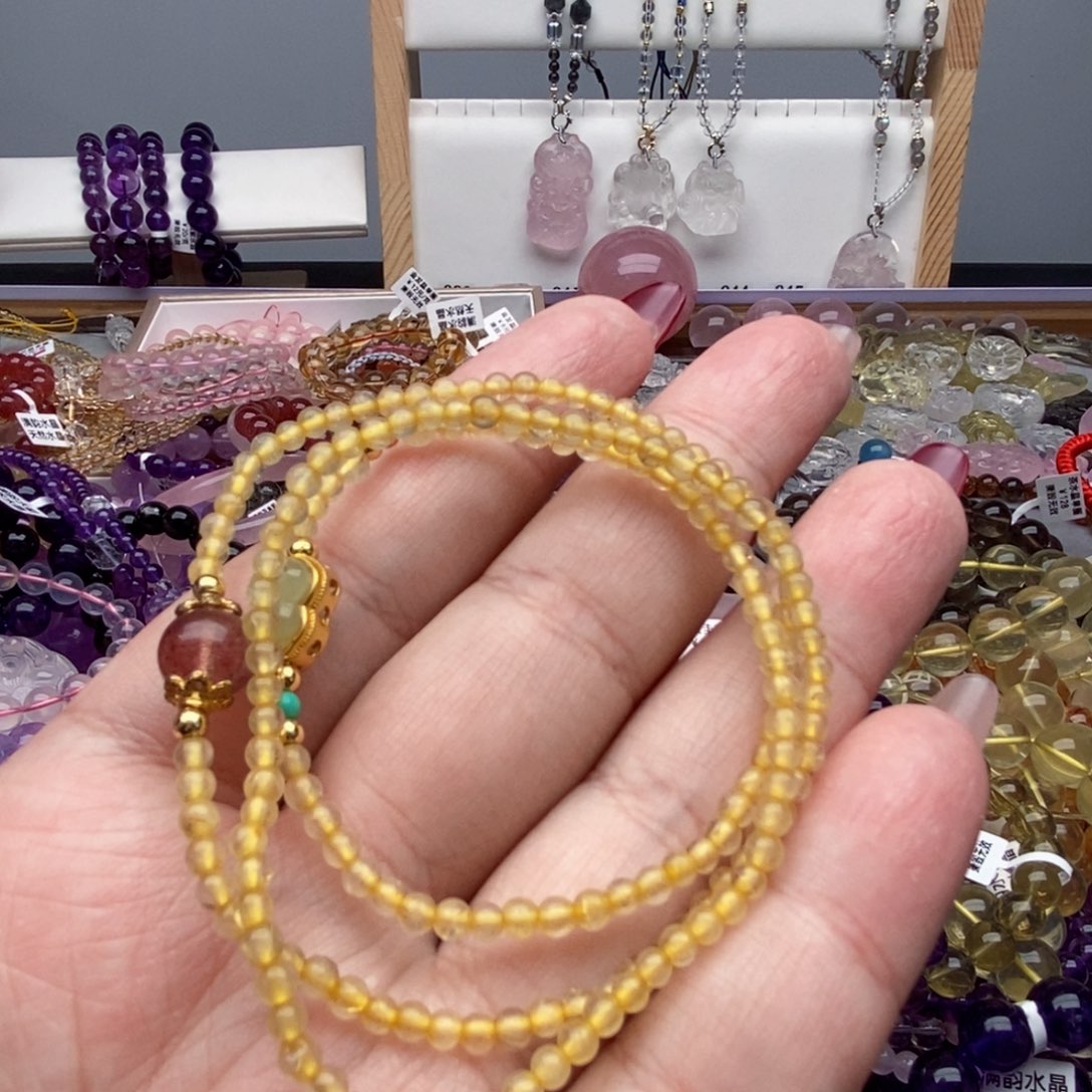 水晶手串未镶嵌天然发晶三圈