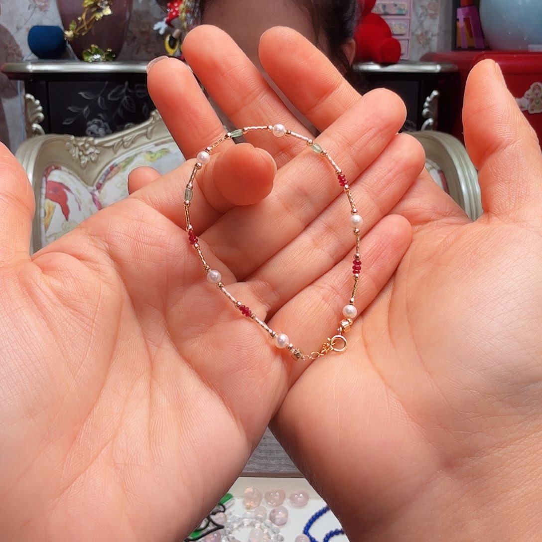 红宝石手链18K金镶嵌手串