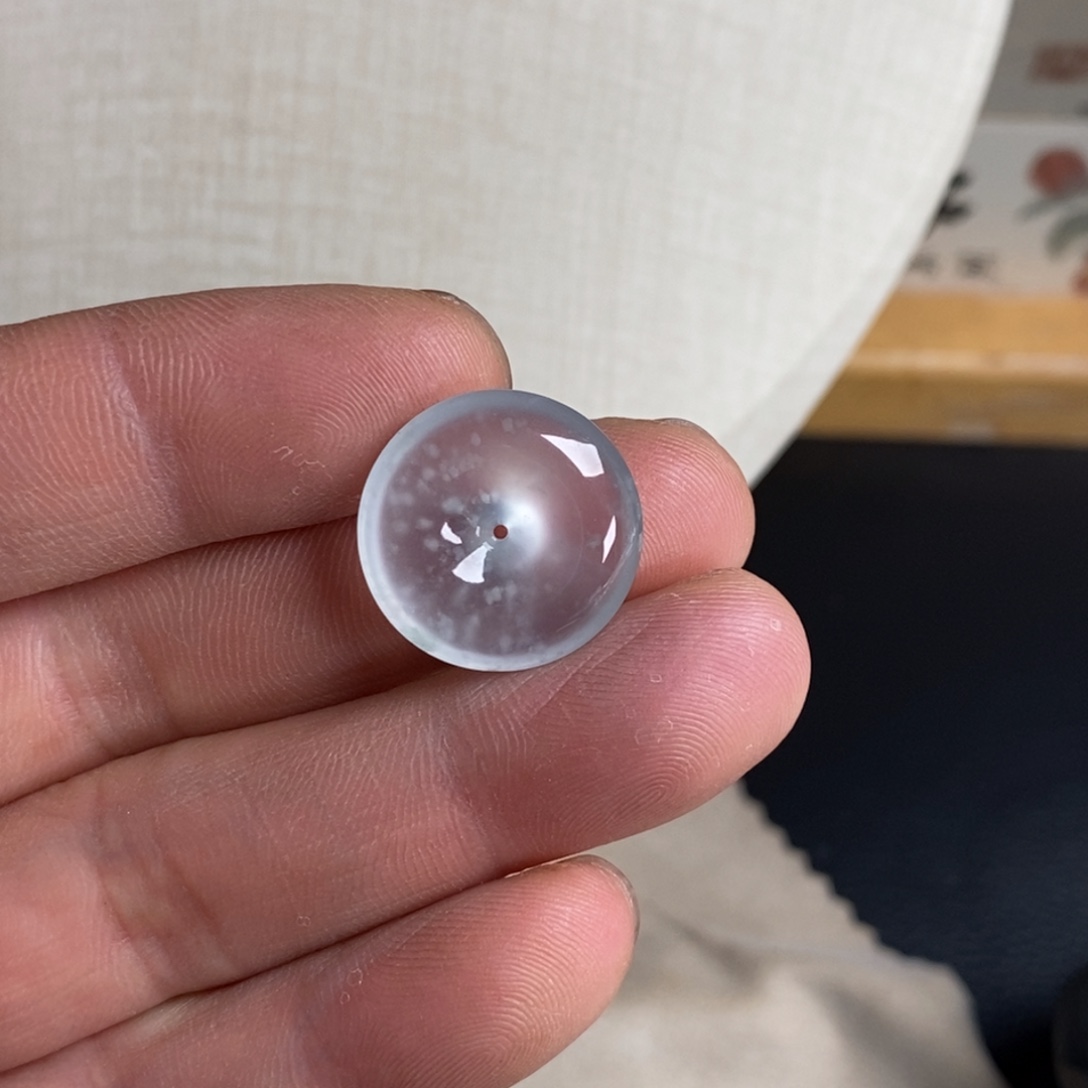 翡翠未镶嵌颈饰高冰玻璃底强光感雪花棉平安扣19.4-5.2