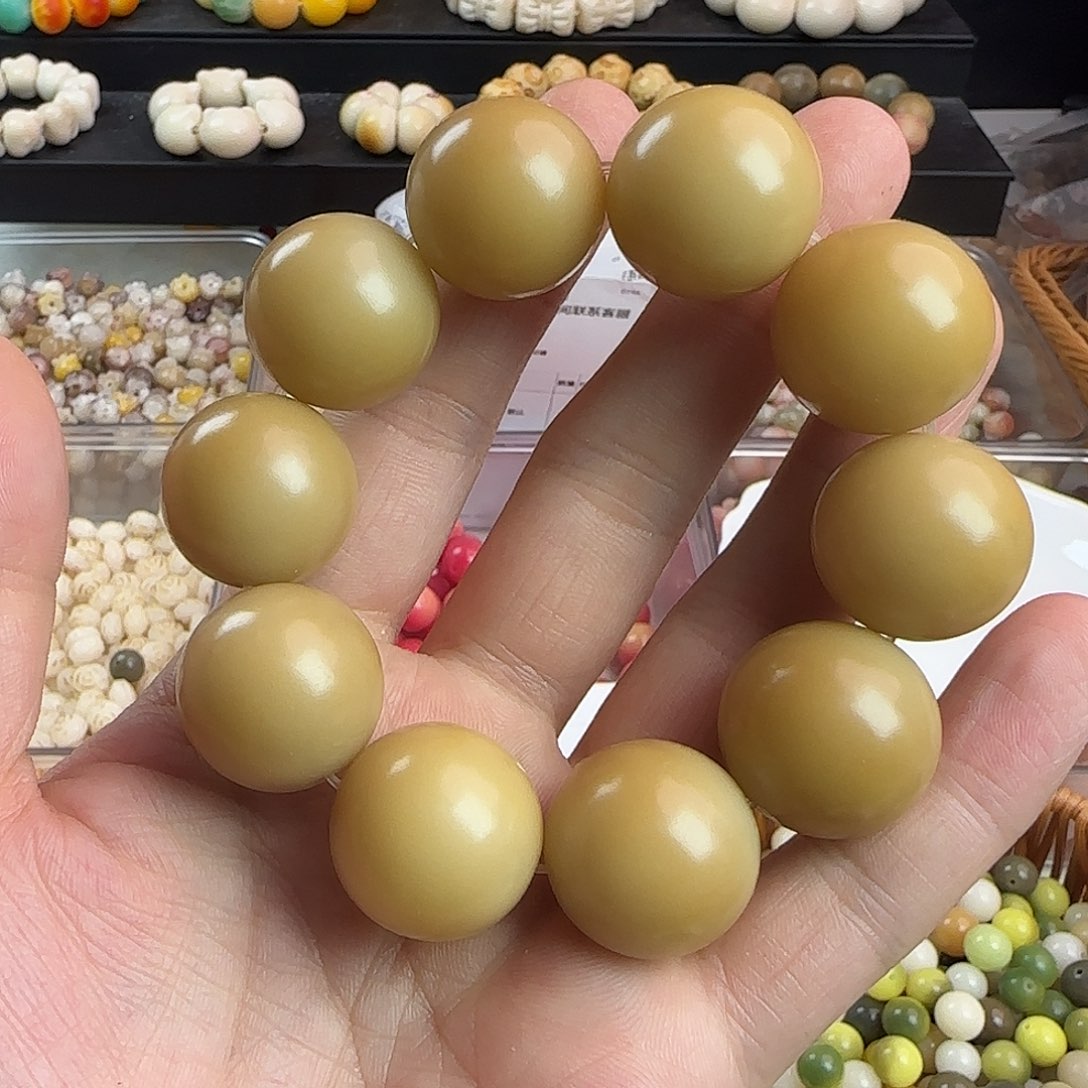 菩提根/象牙果手串卡22干磨焦糖可可汤圆一条