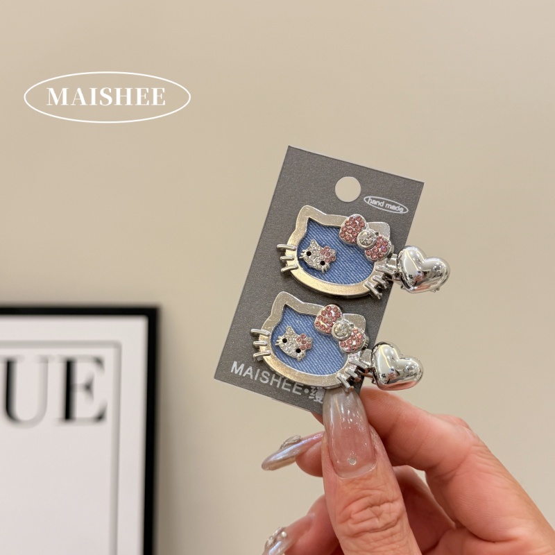 鸭嘴夹卡通风甜美洛丽塔风女发夹蓝色饰品创意法式猫咪对夹Z0319