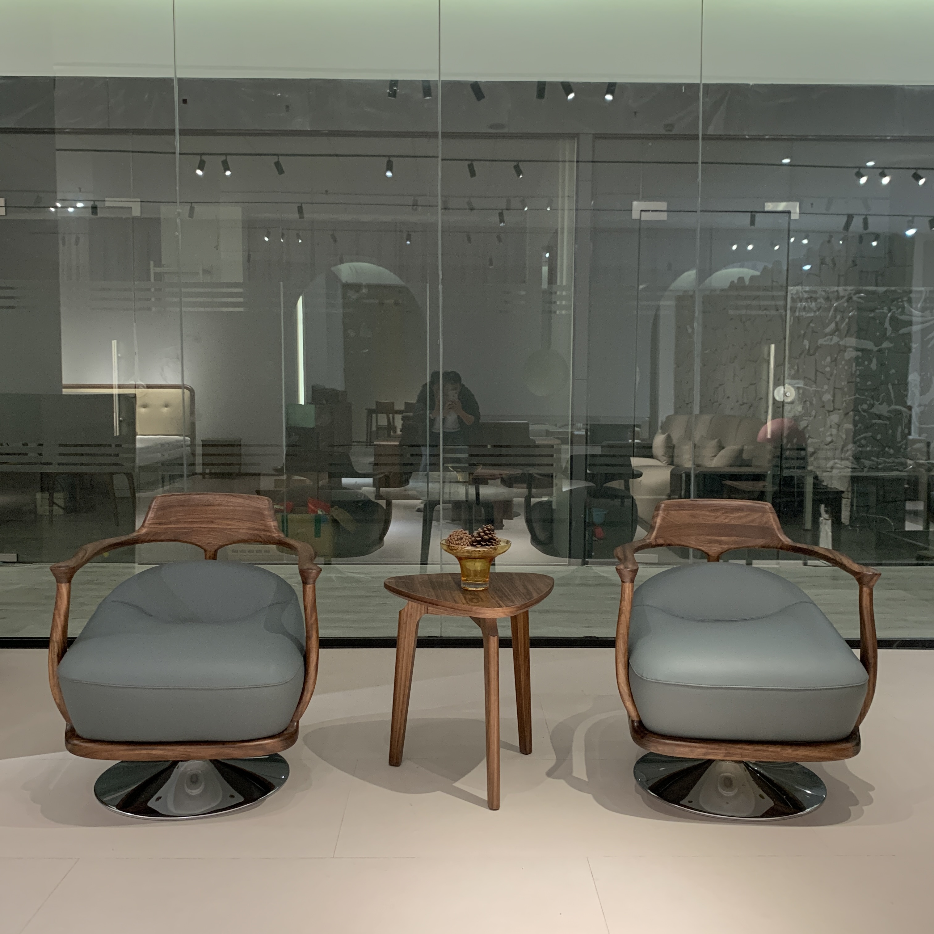 LFY19#实木单体沙发旋转休闲椅客厅卧室阳台单人位沙发实木乌金木