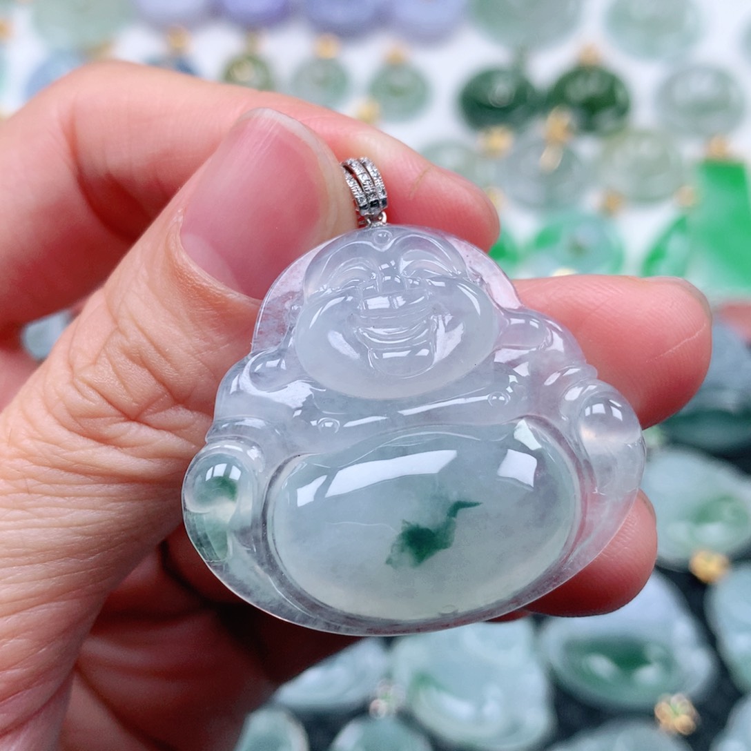 翡翠吊坠(不含链)18K金镶嵌