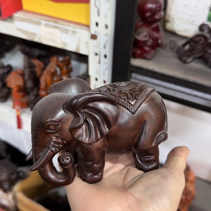 木黑檀木25福财象一对