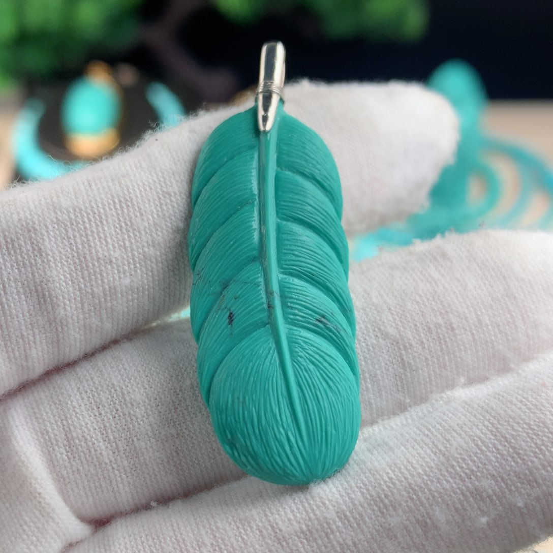 【闪购商品】绿松石羽毛坠银S925镶嵌