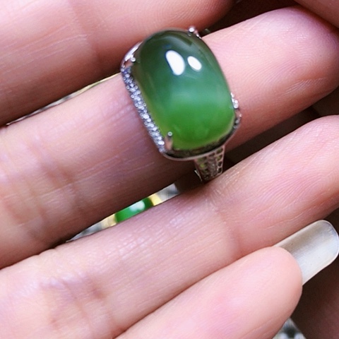 和田玉银S925镶嵌戒指