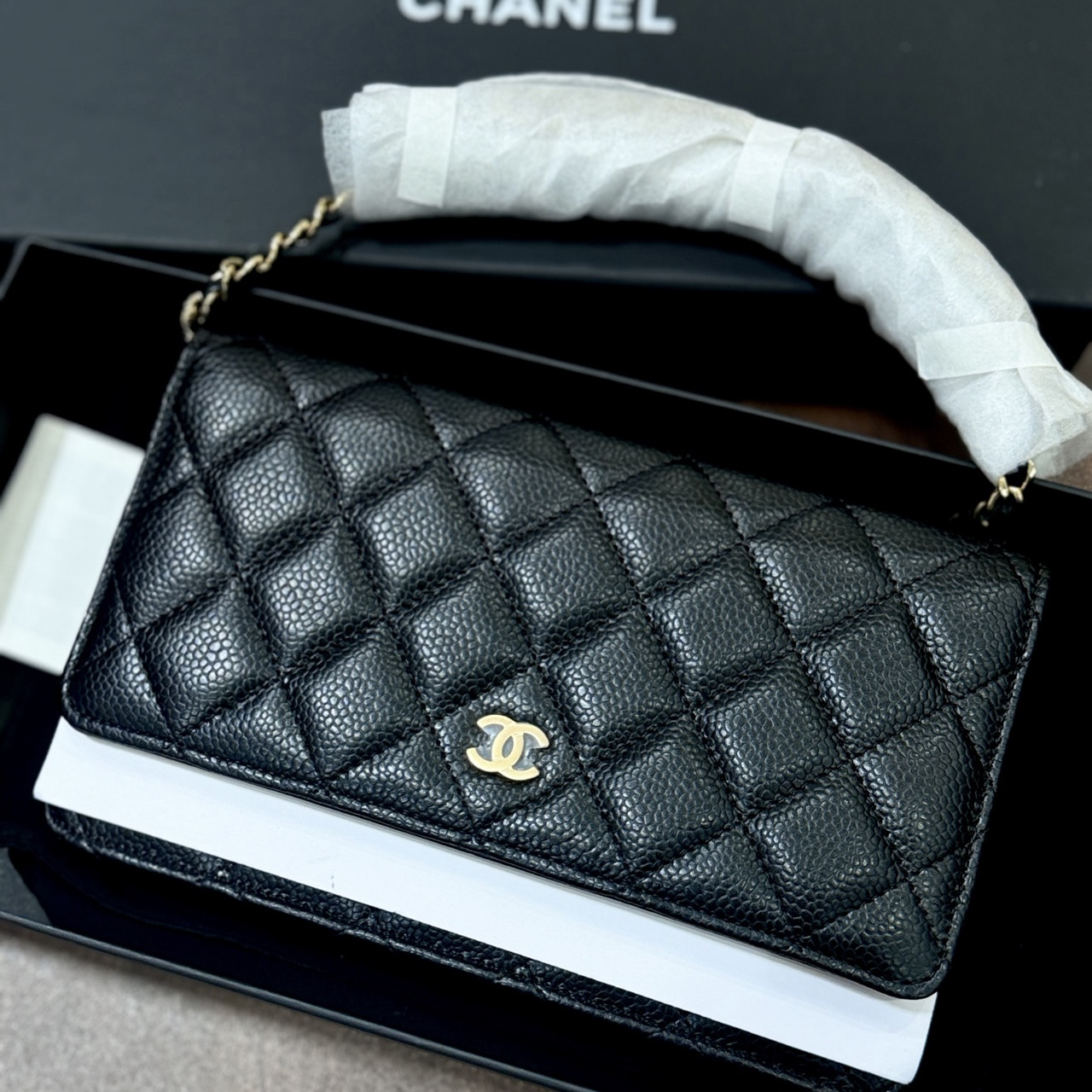 全新未使用 Chanel/香奈儿 香奈儿 发财荔枝纹斜挎包全套