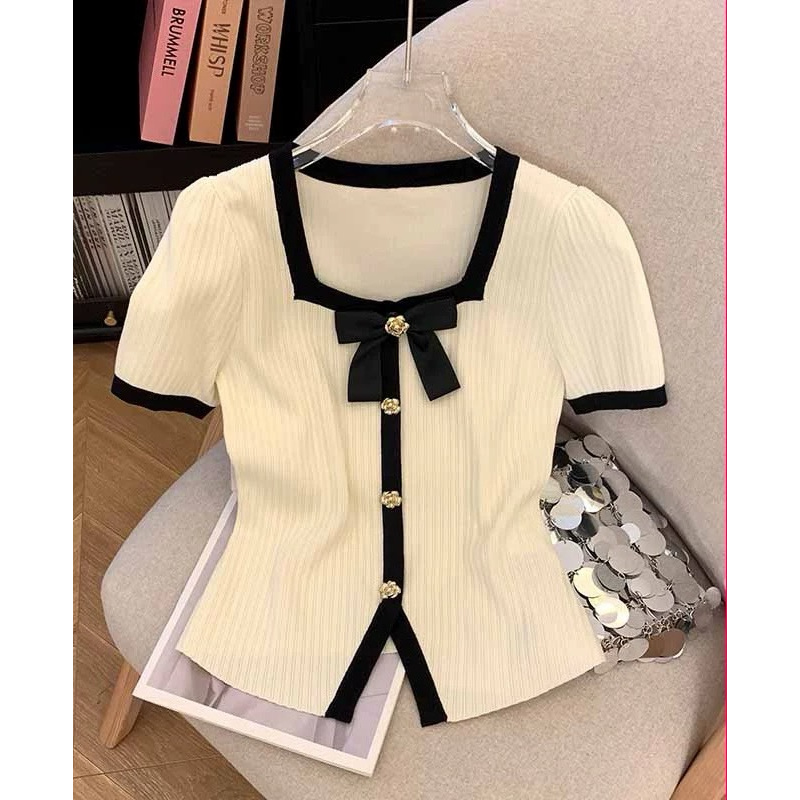 【201-400】2025夏季新款针织短袖开衫薄设计感小香风上衣