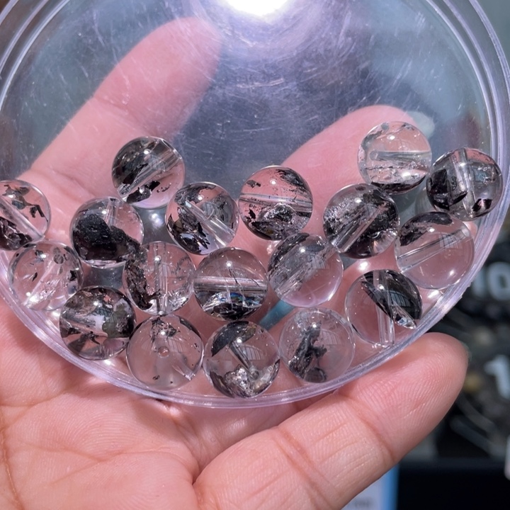 水晶手串未镶嵌11mm黑闪灵单珠多样性发其一