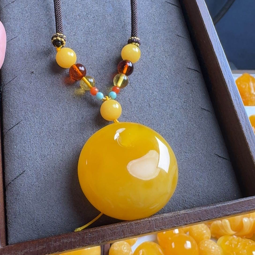 蜜蜡毛衣链未镶嵌霞*