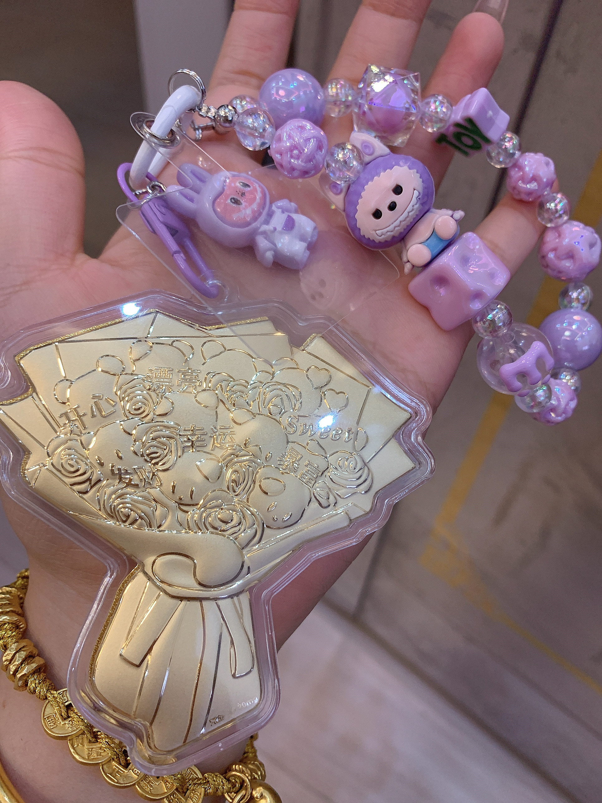含金工艺品七夕三鹂鸥花束手机链包钥匙送女友老婆生日情人节礼物