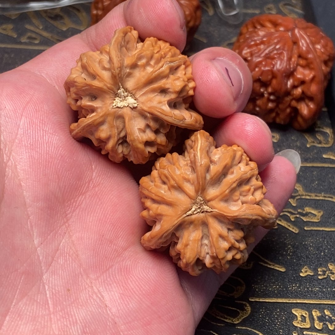 文玩核桃把件白***帝盘山