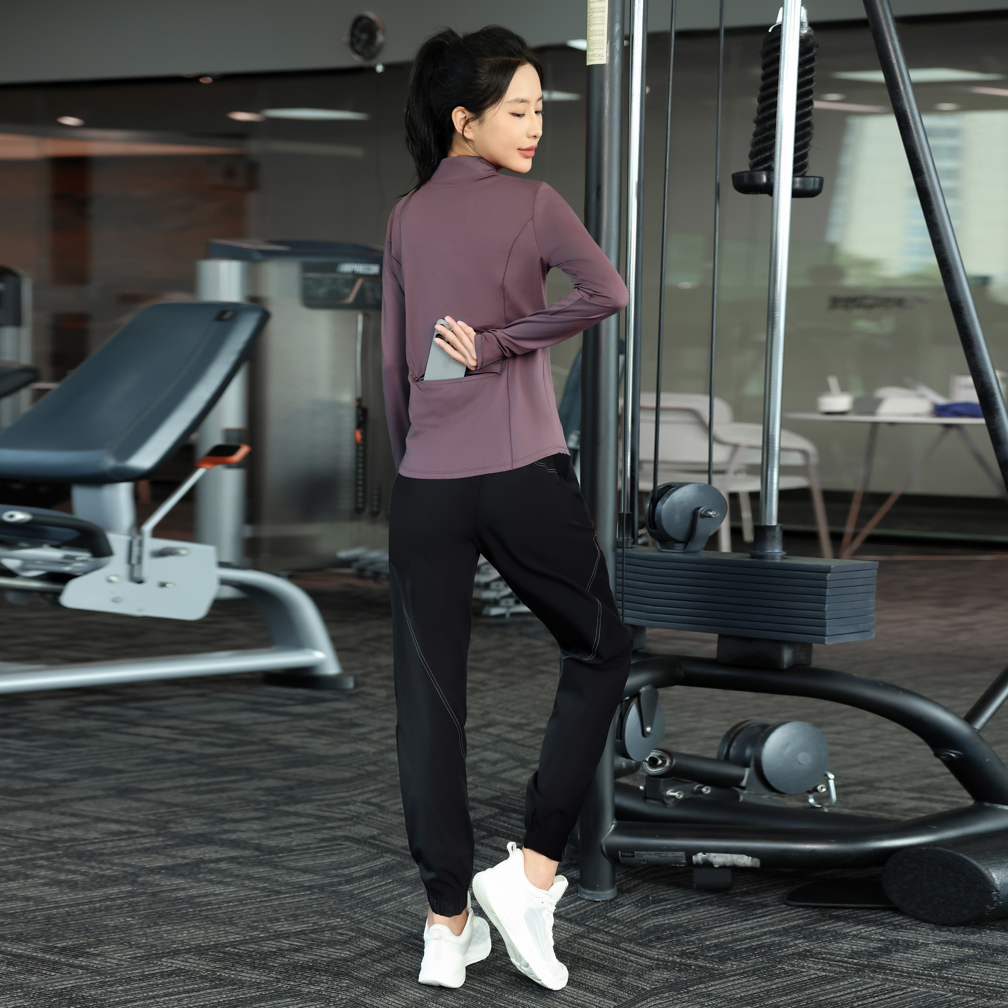 【加绒可选】秋季跑步运动套装女款健身瑜伽速干衣晨跑羽毛球服1303