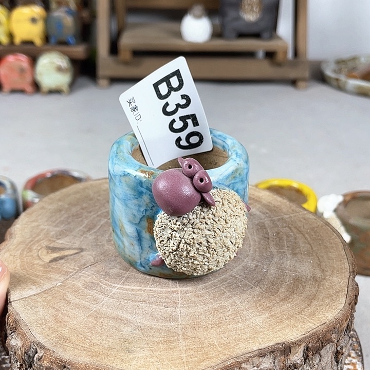 紫砂花盆小白孤品立体小羊盆 内口3.5