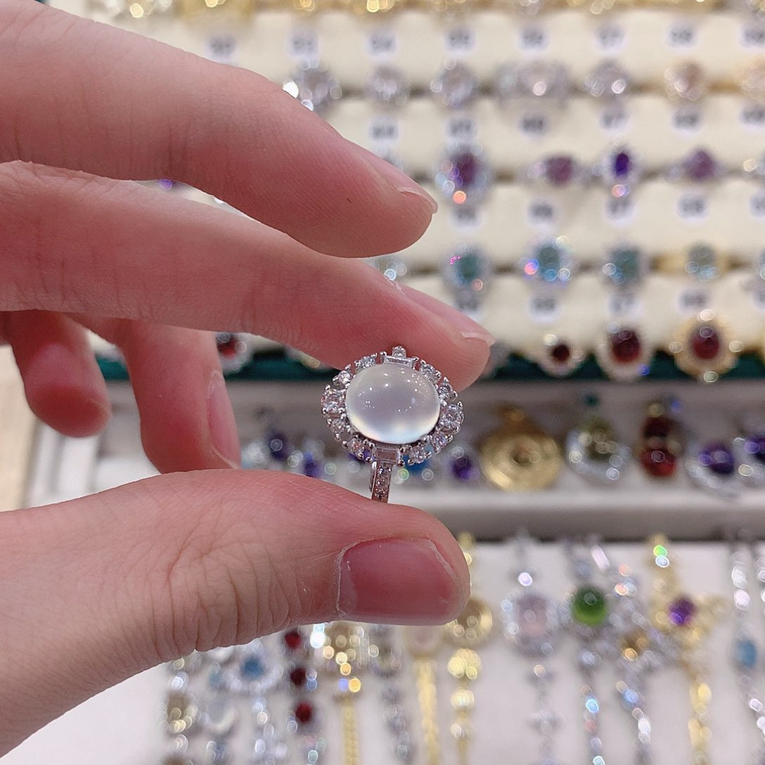 蛇纹石玉戒指银S925镶嵌S**苏